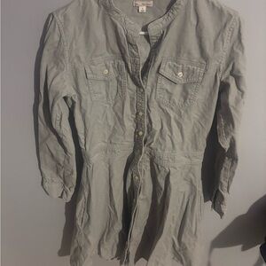 GAP Light Gray Button-Up dress curdoruy size 4